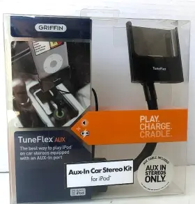 Griffin 085387100109 New Tuneflex Aux For Ipod Car Charger Play In With Cradle And Cable