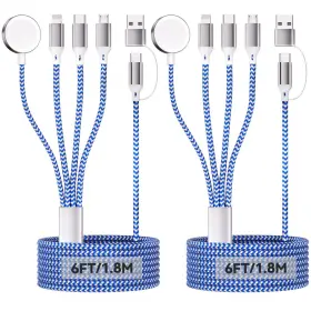 Homailida B0frsmxdgx 2pack 6ft/1.8m Iwatch Charger 4 In 2 Usb A/c To Ios Port/type C/micro