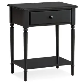 Leick Home 20022-bk Coastal End Table Solid Wood Usb-c Charging Station 1 Storage D