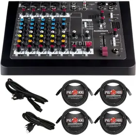 Liquid Audio 810139691945 Ah-zedi-10 Hybrid Compact Mixer With 4x Pig Hog Phm15 Cable
