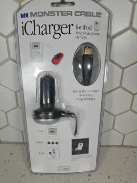 Monster 050644323362 Icharger For Ipod Low-profile Car Charger 10ft Cable With Firewire - New