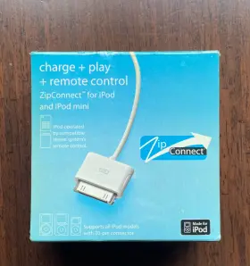 Sharper Image 780352360082 Zipconnect For Ipod And Mini Charge Play Remote Control White