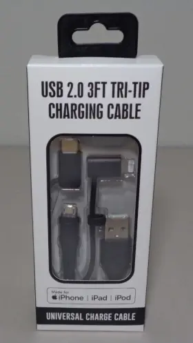 Universal Charging Cable 810011410053 Usb 2.0 / New 3 Foot Tri-tip