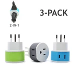 Orei Italy, Uruguay Travel Plug Adapter - 2 Usa Inputs 3 Pack Type. Fixed Price $13.99.