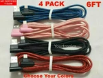 4 Pack 6FT 90 Degree Angle Fast Charging Cable Rapid Charger Sync Cord. Fixed Price $12.99.